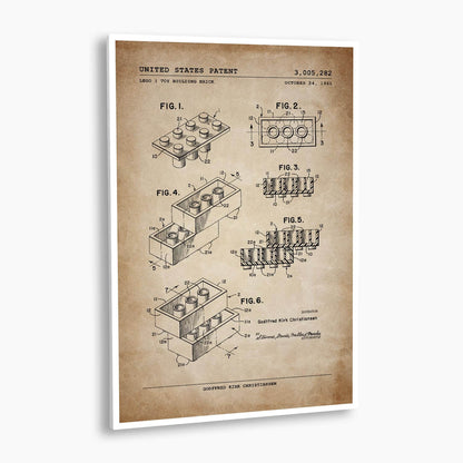 Lego Building Bricks Patent Poster; Patent Artwork