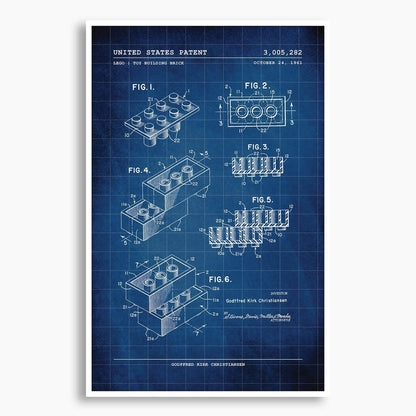 Lego Building Bricks Patent Poster; Patent Artwork