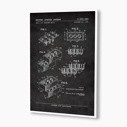 Lego Building Bricks Patent Poster; Patent Artwork