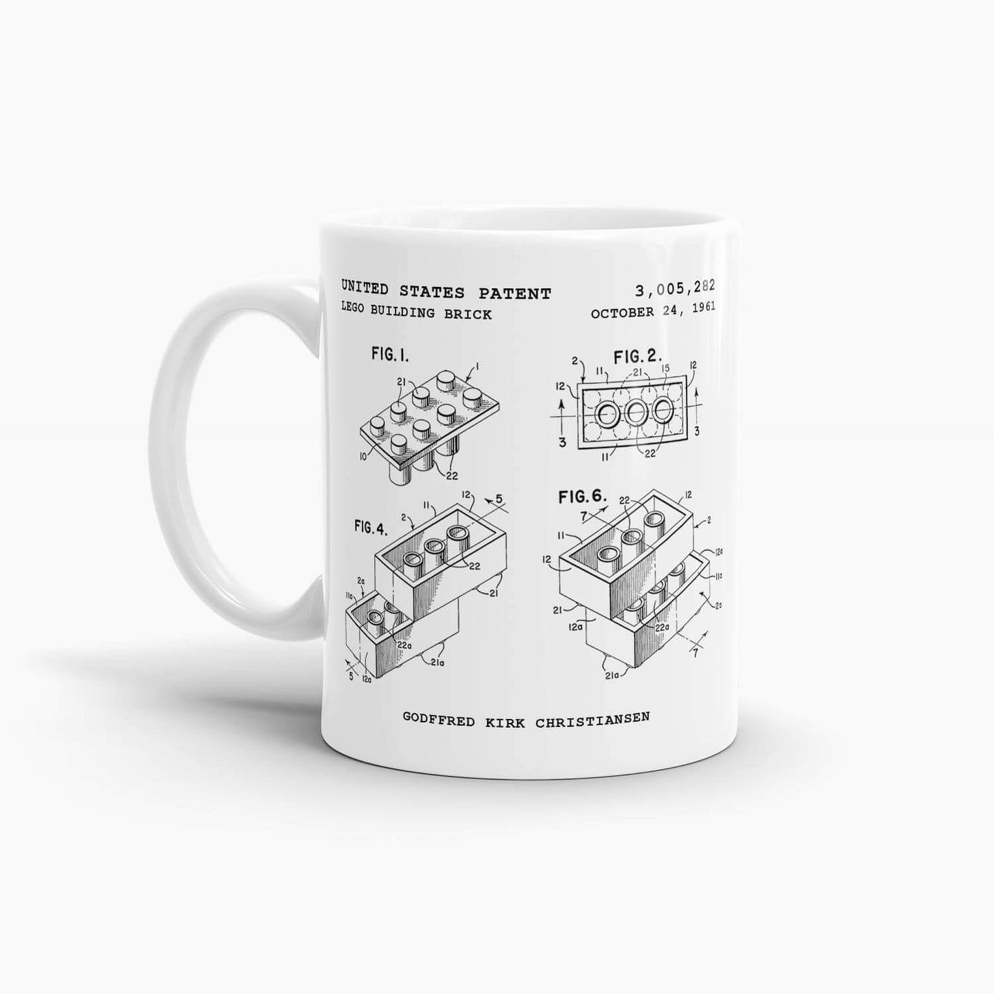 Lego Building Bricks Patent Coffee Mug; Premium Patent Drinkware