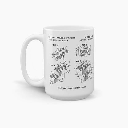 Lego Building Bricks Patent Coffee Mug; Premium Patent Drinkware