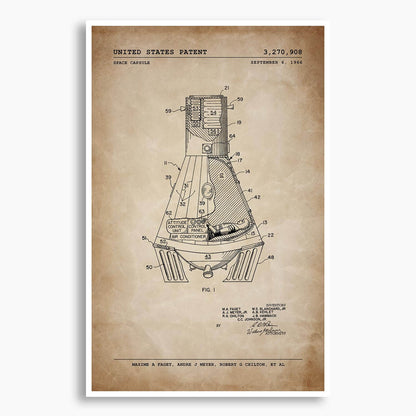 NASA Space Capsule Patent Poster; Patent Artwork