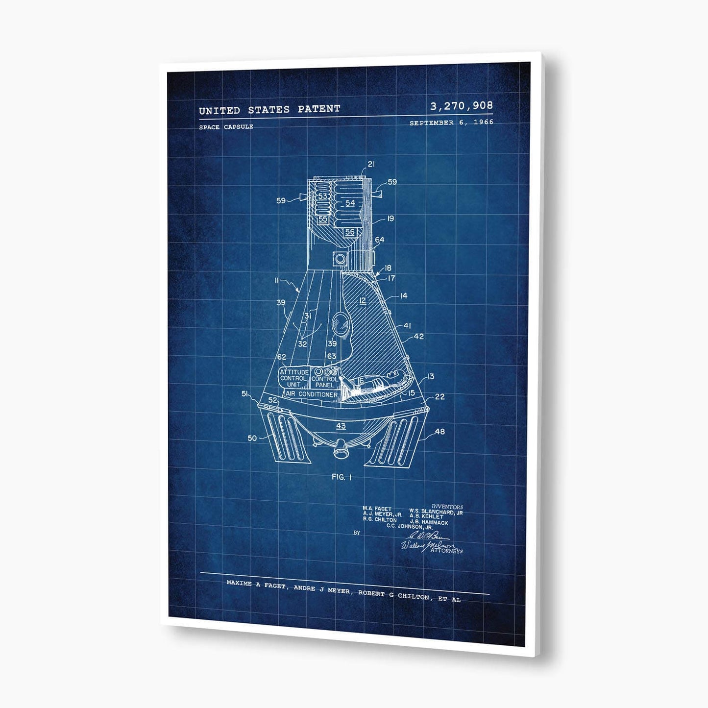NASA Space Capsule Patent Poster; Patent Artwork