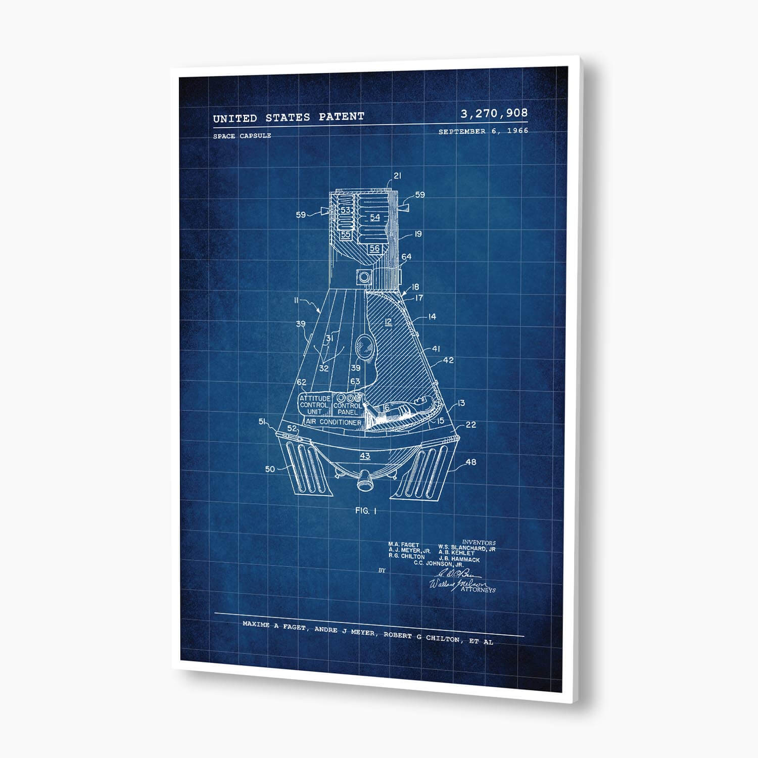NASA Space Capsule Patent Poster; Patent Artwork