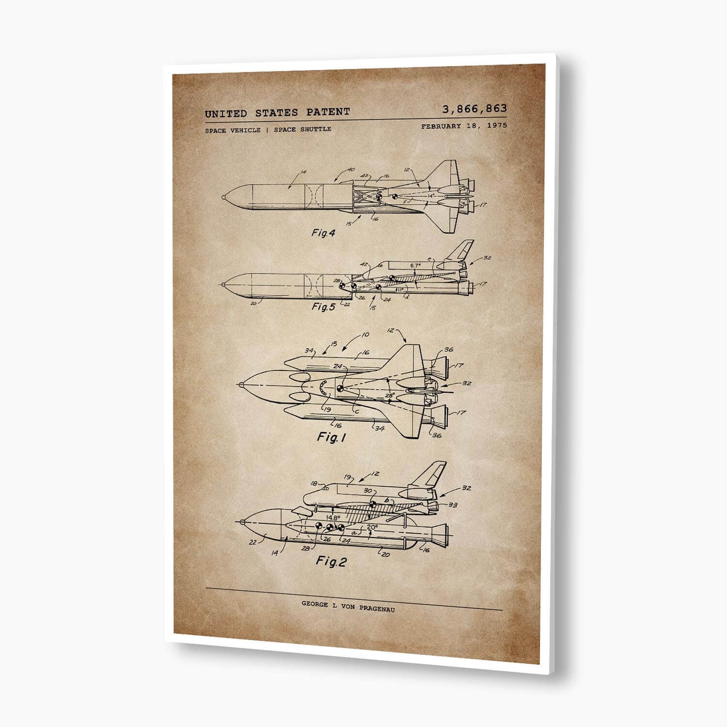 NASA Space Shuttle Patent Poster; Patent Artwork