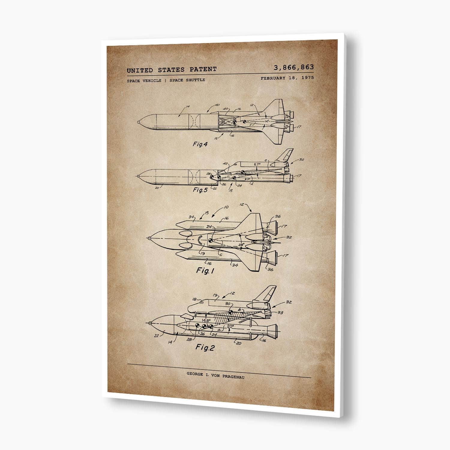 NASA Space Shuttle Patent Poster; Patent Artwork