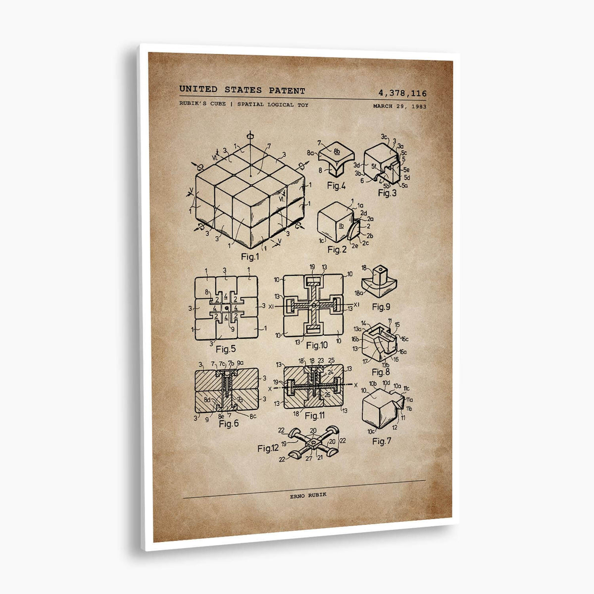 Rubik's Cube Patent Poster; Patent Artwork