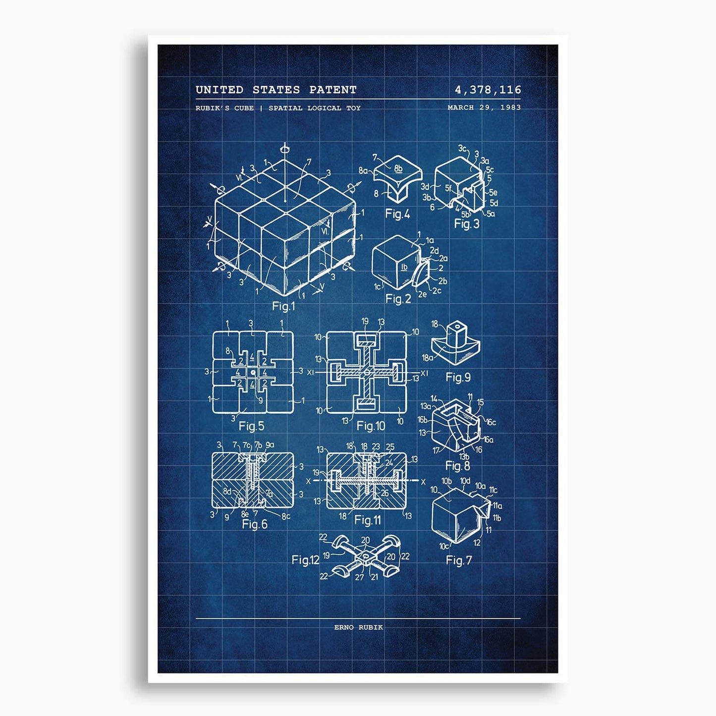 Rubik's Cube Patent Poster; Patent Artwork