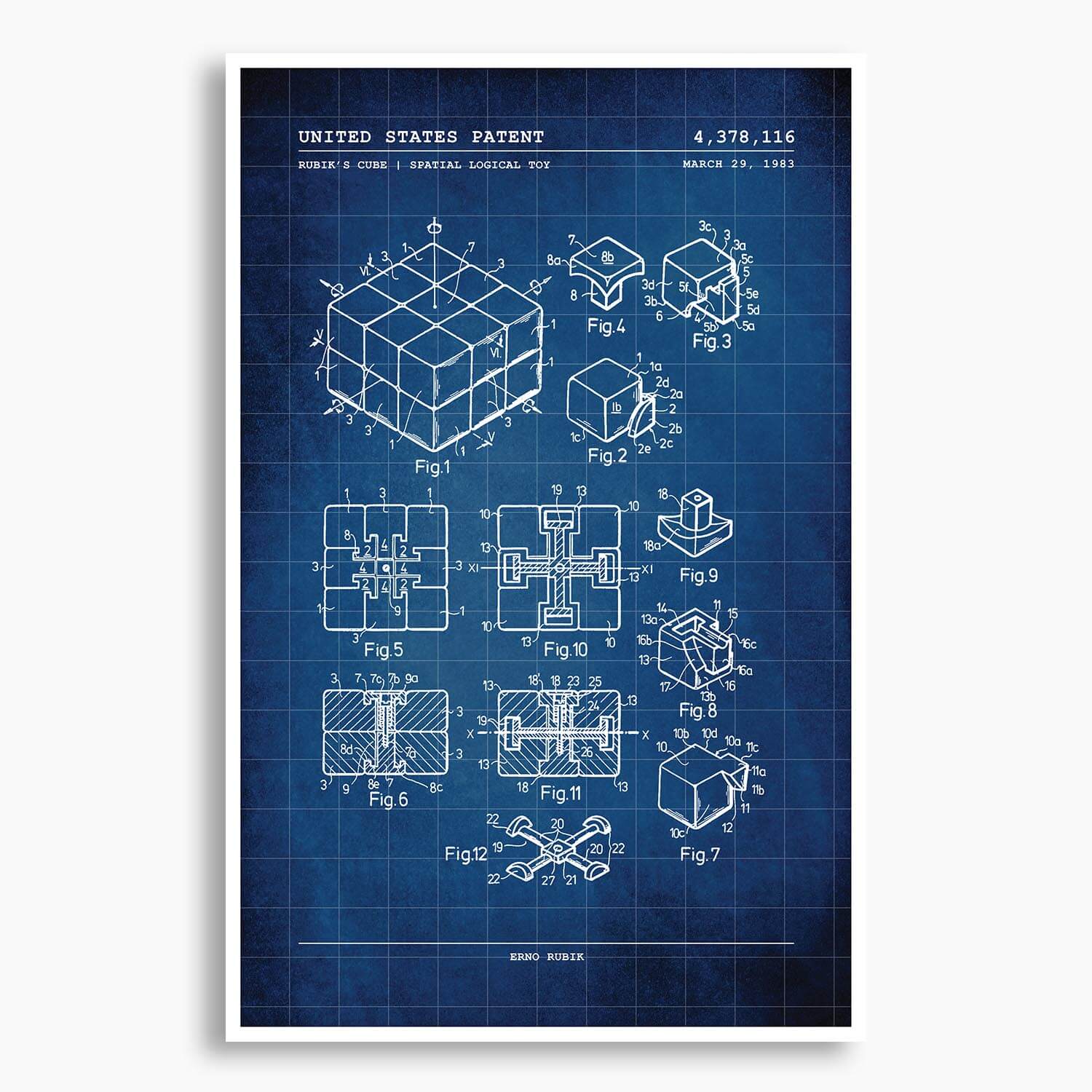 Rubik's Cube Patent Poster; Patent Artwork