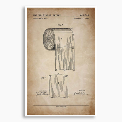 Toilet Paper Roll Patent Poster; Patent Artwork