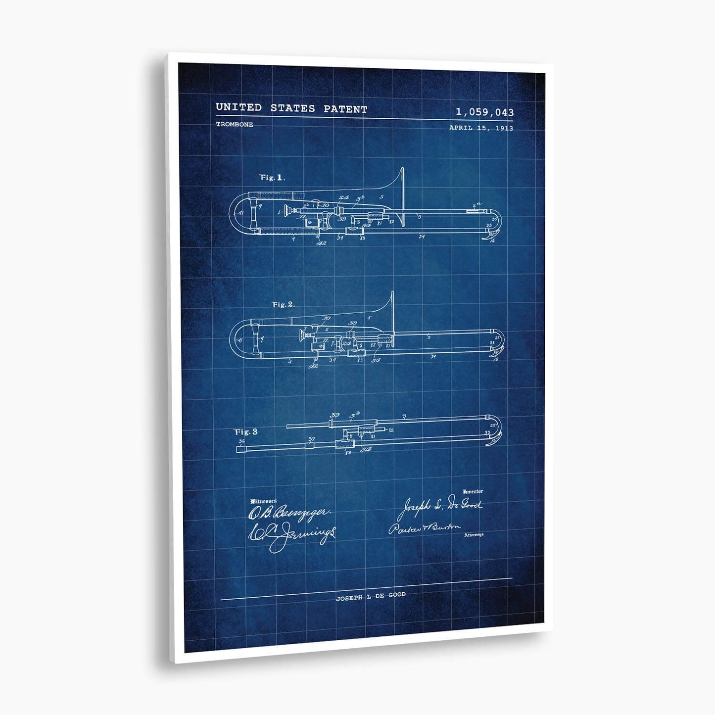 Trombone Patent Poster; Patent Artwork
