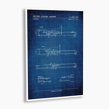 Trombone Patent Poster; Patent Artwork