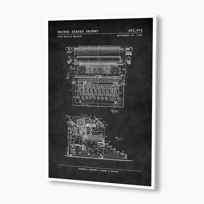 Type Writing Machine Patent Poster; Patent Artwork