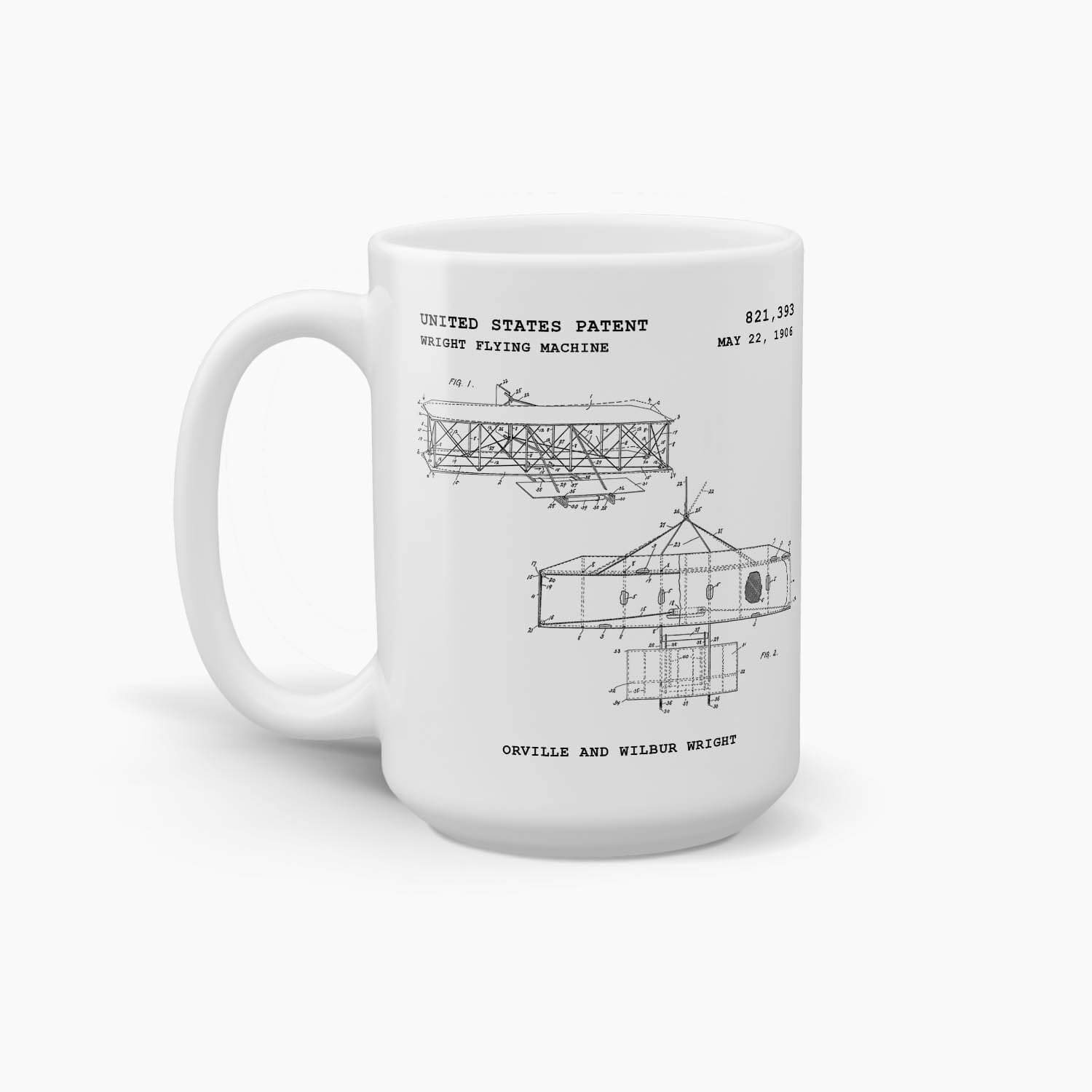 Wright Flying Machine Patent Coffee Mug; Premium Patent Drinkware