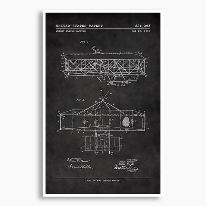 Wright Brothers Flying Machine Patent Poster; Patent Artwork